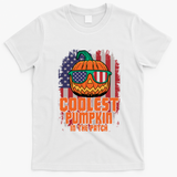 Halloween Costume Coolest Pumpkin In The Patch American Flag Gift T-Shirt - White