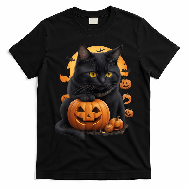 Halloween Cats Funny Cat Halloween T-Shirt - Black