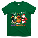 Halloween Christmas Happy Hallothanksmas Thanksgiving T-Shirt - Irish Green