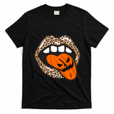 Halloween Cheetah Lips Pumpkin T-Shirt - Black