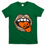 Halloween Cheetah Lips Pumpkin T-Shirt - Irish Green