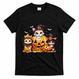 Halloween Cat Pumpkin Spooky Season Gift T-Shirt - Black