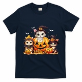Halloween Cat Pumpkin Spooky Season Gift T-Shirt - Navy Blue