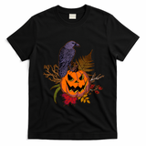Halloween Crow Raven Pumpkin Fall Autumn Lover T-Shirt - Black