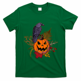 Halloween Crow Raven Pumpkin Fall Autumn Lover T-Shirt - Irish Green