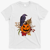 Halloween Crow Raven Pumpkin Fall Autumn Lover T-Shirt - White
