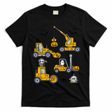 Halloween Construction Vehicles Truck Pumpkin  T-Shirt - Black