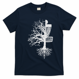 Half Disc Golf Basket Tree Funny Frisbee Frolf Women T-Shirt - Navy Blue