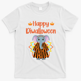 Happy Diwalloween Halloween Diwali Pumpkin Lantern Deepaval T-Shirt - White