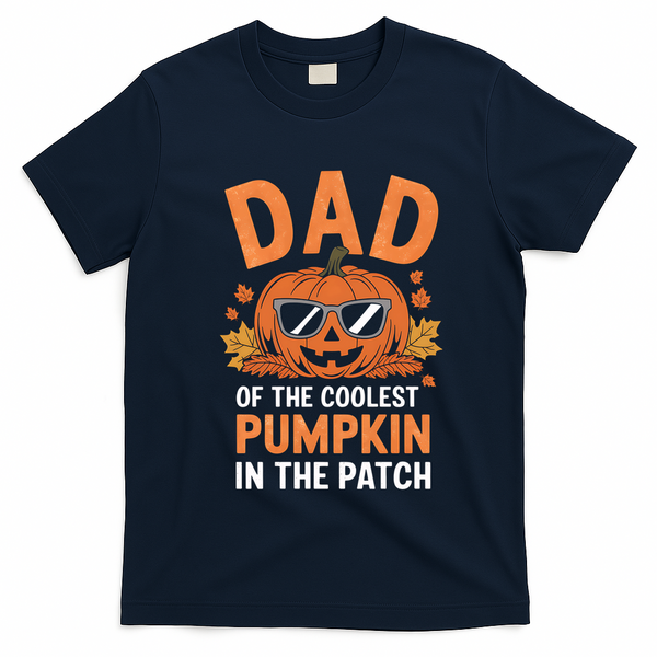 Halloween Dad Of The Coolest Pumpkin In The Patch Gift T-Shirt - Navy Blue