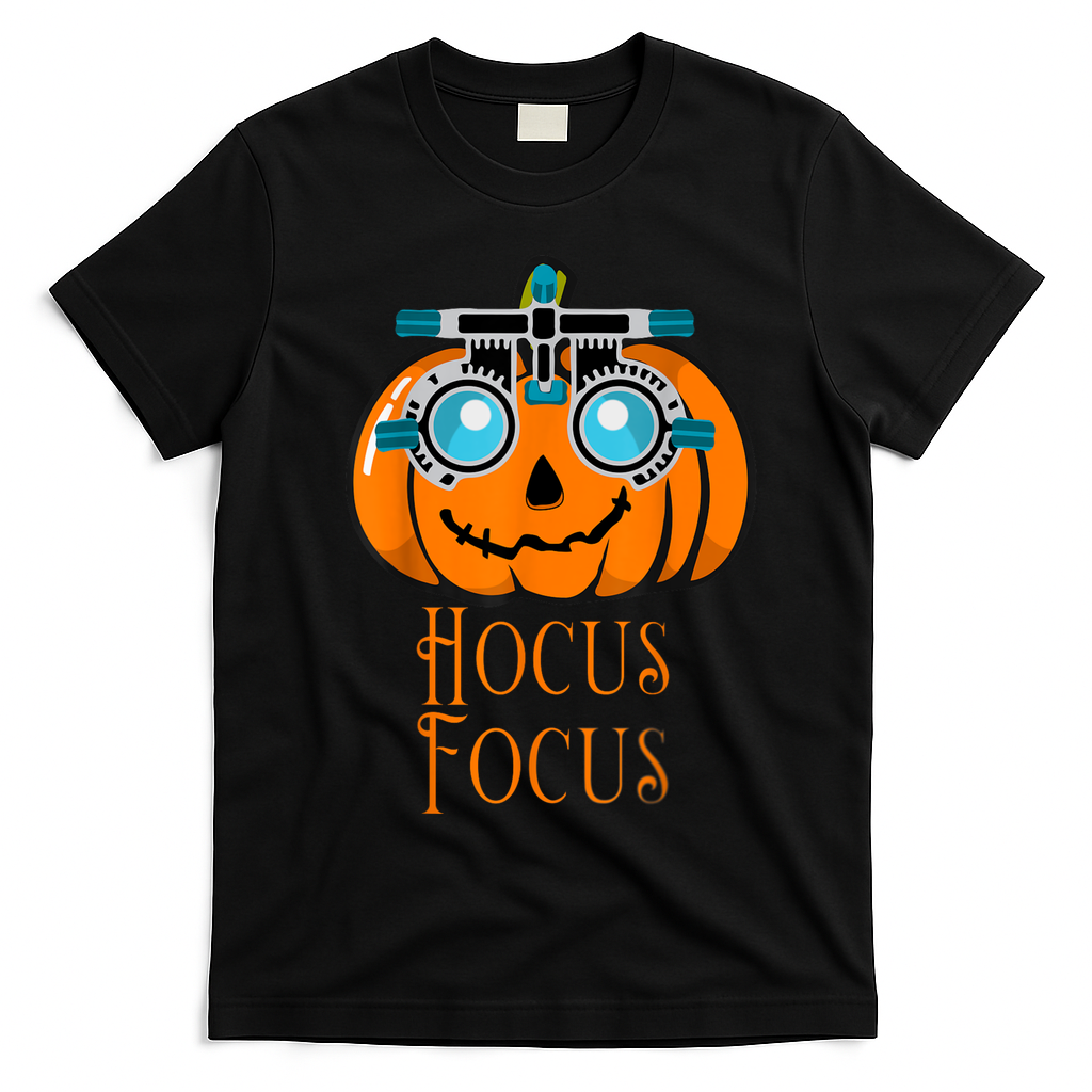 Hocus Focus Optometry Halloween Optometrist Eye Doctor Funny T-Shirt - Black