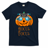 Hocus Focus Optometry Halloween Optometrist Eye Doctor Funny T-Shirt - Navy Blue