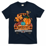 Hello Fall Pumpkin Truck Cute T-Shirt - Navy Blue