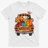 Hello Fall Pumpkin Truck Cute T-Shirt - White