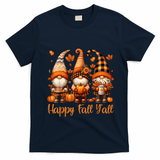 Happy Fall YAll Gnome Pumpkin Autumn Thanksgiving T-Shirt - Navy Blue