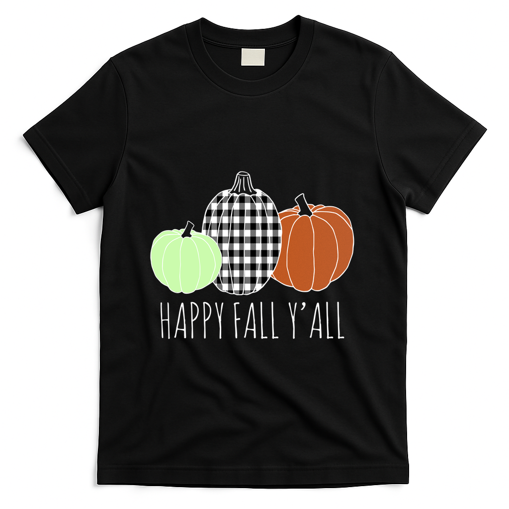 Happy Fall Yall Pumpkin T-Shirt - Black
