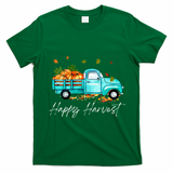 Happy Harvest Fall Season Pumpkin Truck Thanksgiving Vintage T-Shirt - Irish Green