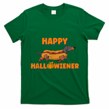 Happy Hallowiener Halloween Dachshund In Hot Dog Costume Tee T-Shirt - Irish Green