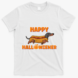 Happy Hallowiener Halloween Dachshund In Hot Dog Costume Tee T-Shirt - White