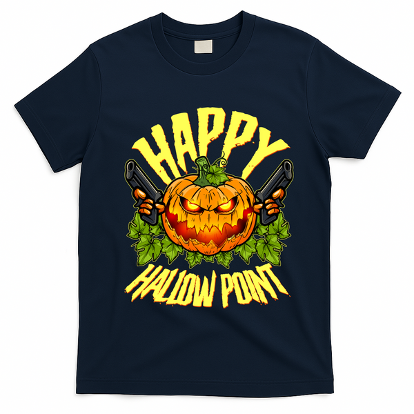 Halloween Happy Hallow Point Pumpkin Gunner T-Shirt - Navy Blue