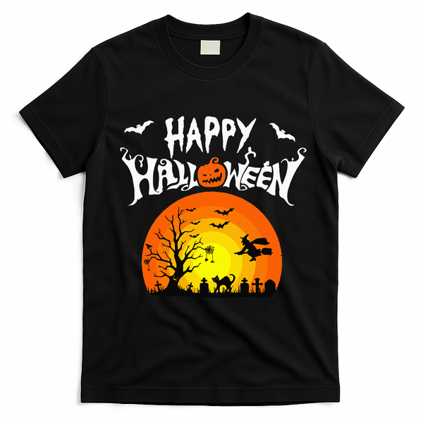 Happy Halloween Retro T-Shirt - Black