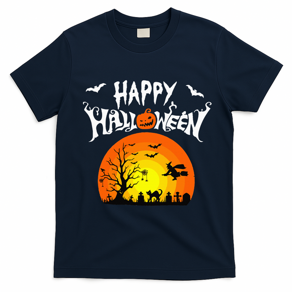 Happy Halloween Retro T-Shirt - Navy Blue