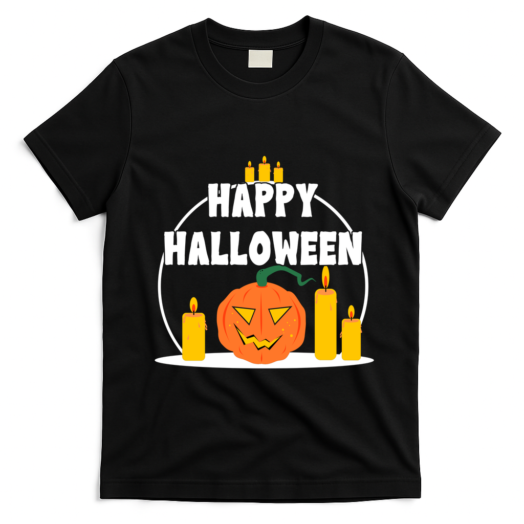 Happy Halloween Spooky Pumpkin Holiday T-Shirt - Black