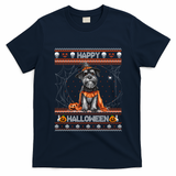 Happy Halloween Ugly Miniature Schnauzer Howloween Pumpkin T-Shirt - Navy Blue