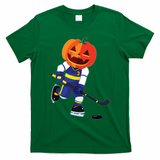 Halloween Ice Hockey Player Pumpkin Head Scary Gift T-Shirt - Irish Green