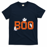 Halloween Master Builder Boo Ghost Building Blocks Bricks T-Shirt - Navy Blue
