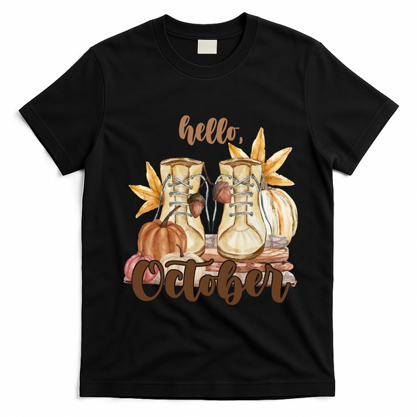 Hello October Fall Lover T-Shirt - Black