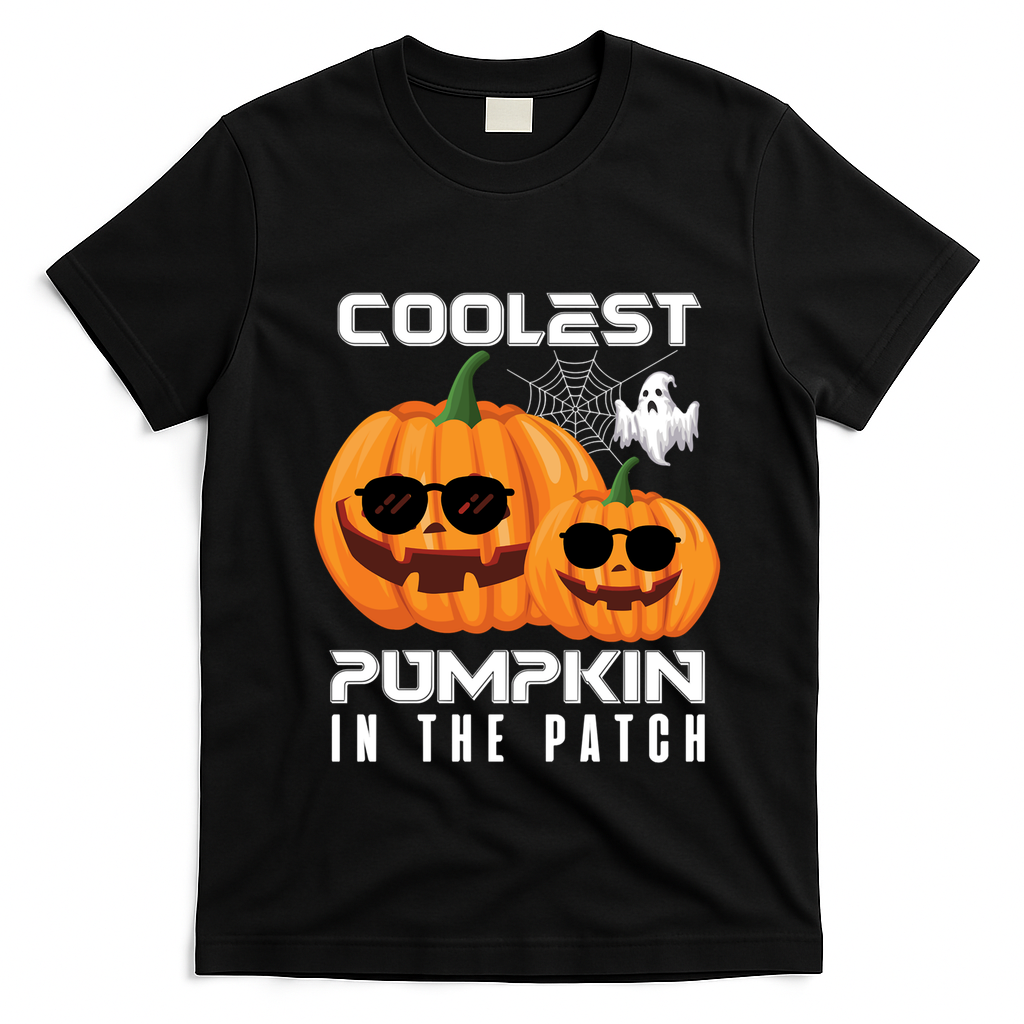 Halloween Pumpkin Coolest Pumpkin In The Patch Vintage Gift T-Shirt - Black