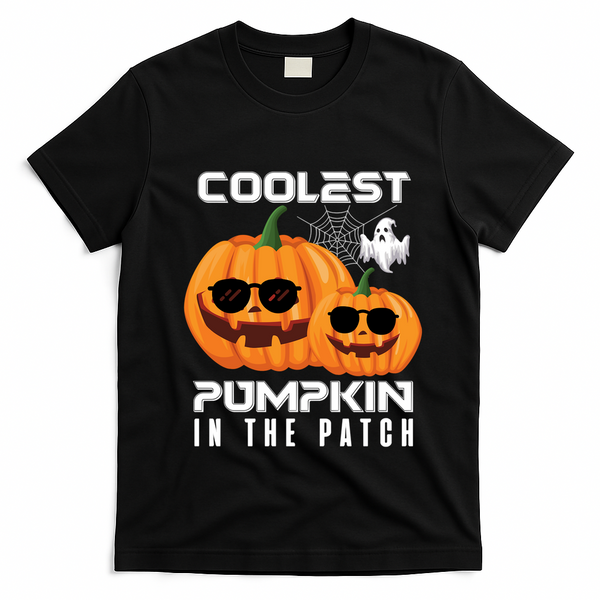 Halloween Pumpkin Coolest Pumpkin In The Patch Vintage Gift T-Shirt - Black