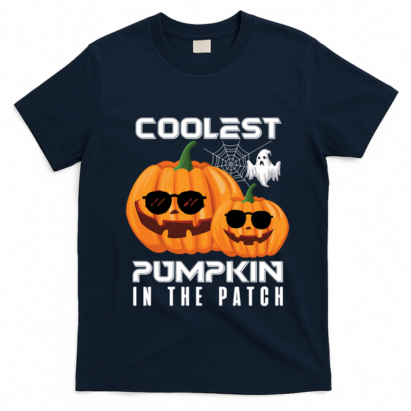 Halloween Pumpkin Coolest Pumpkin In The Patch Vintage Gift T-Shirt - Navy Blue