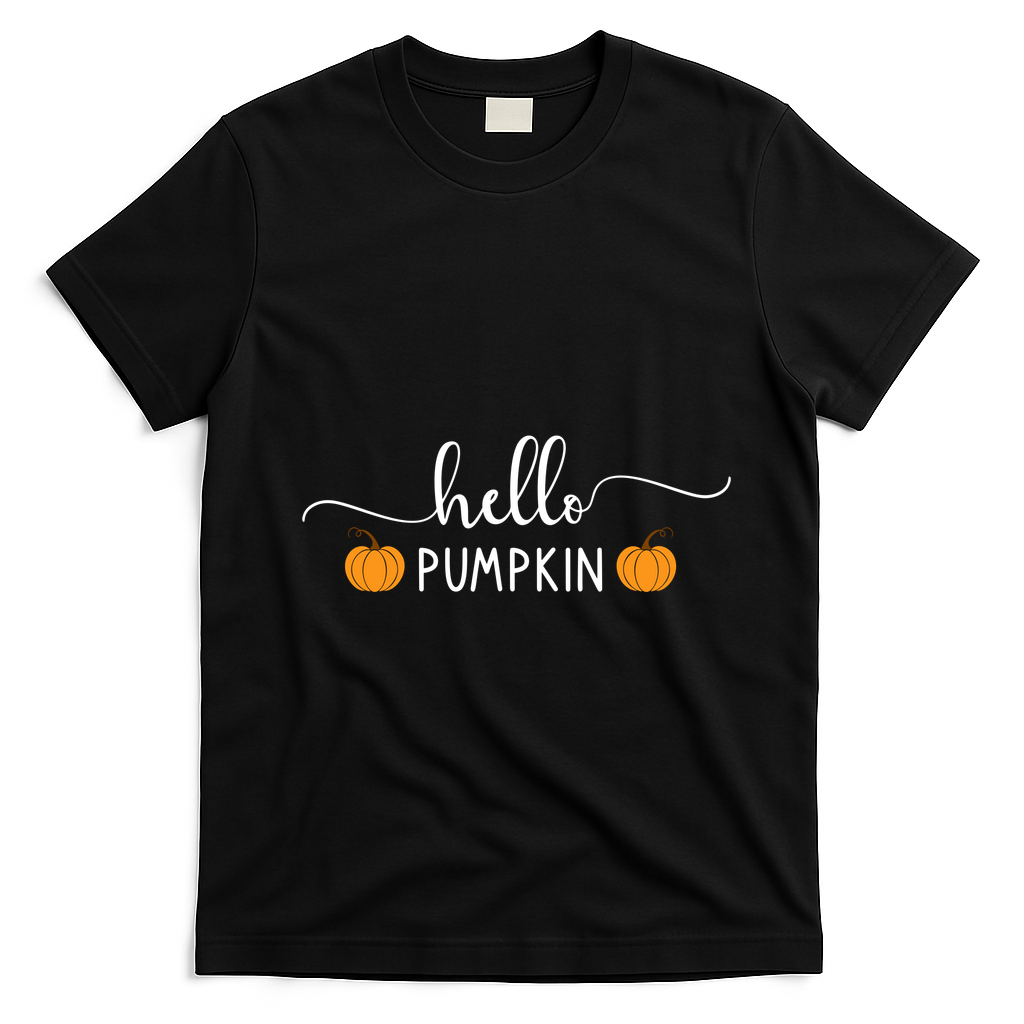 Hello Pumpkin Cute Fall T-Shirt - Black