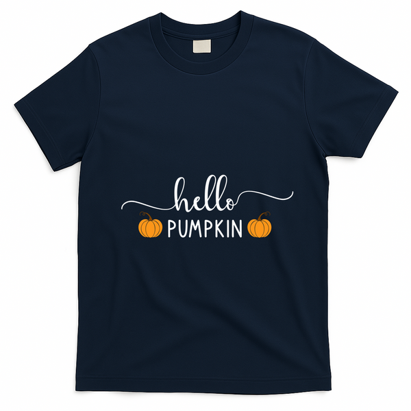 Hello Pumpkin Cute Fall T-Shirt - Navy Blue