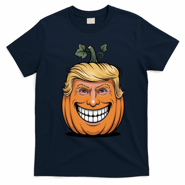Halloween Pumpkin Donald Trump Funny T-Shirt - Navy Blue