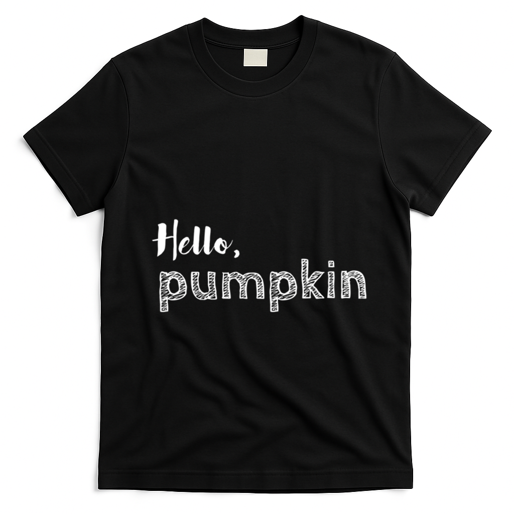 Hello Pumpkin Fall Inspired Autumn Gift T-Shirt - Black
