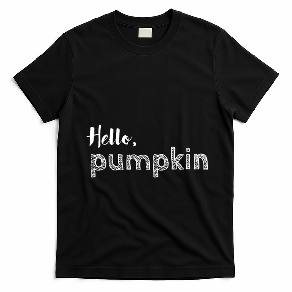 Hello Pumpkin Fall Inspired Autumn Gift T-Shirt - Black