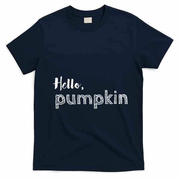Hello Pumpkin Fall Inspired Autumn Gift T-Shirt - Navy Blue