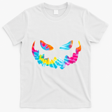 Halloween Pumpkin Pink Yellow Blue Tie Dye Face T-Shirt - White