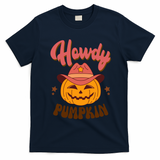 Howdy Pumpkin Retro Cute Halloween T-Shirt - Navy Blue