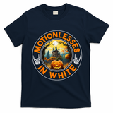 Halloween Pumpkin Scary Funny Motionlesses In White T-Shirt - Navy Blue