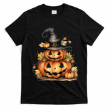 Halloween Pumpkin Witch Fall Autumn Illustration T-Shirt - Black