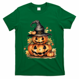 Halloween Pumpkin Witch Fall Autumn Illustration T-Shirt - Irish Green