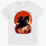 Halloween Scary Pumpkin Headless Horseman AI T-Shirt - White