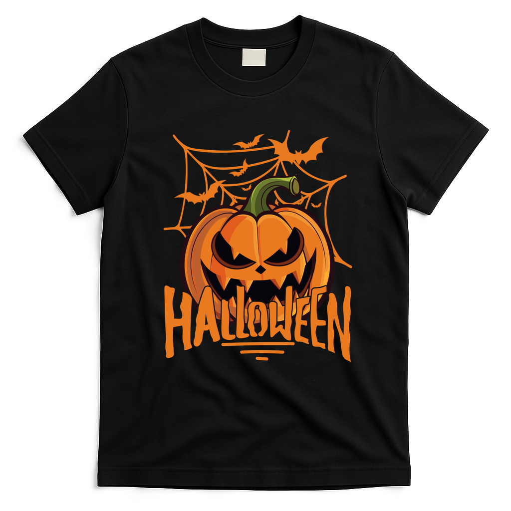 Halloween Spooky Pumpkin T-Shirt - Black