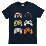 Halloween Skeleton Zombie Gaming Controllers Mummy T-Shirt - Navy Blue