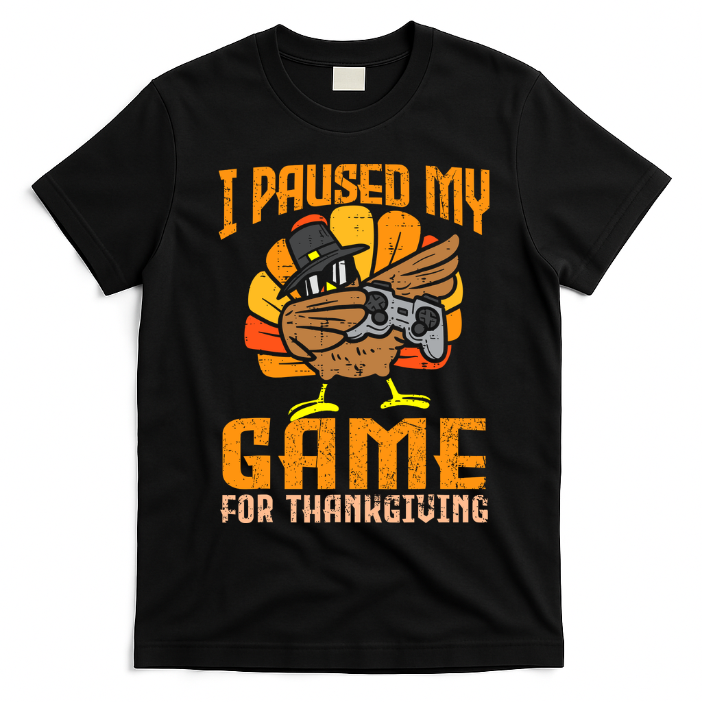 Happy Thanksgiving Dabbing Gamer Turkey T-Shirt - Black