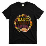 Happy Thanksgiving Fall Holiday T-Shirt - Black